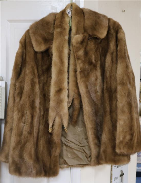 A beige mink jacket and stole
